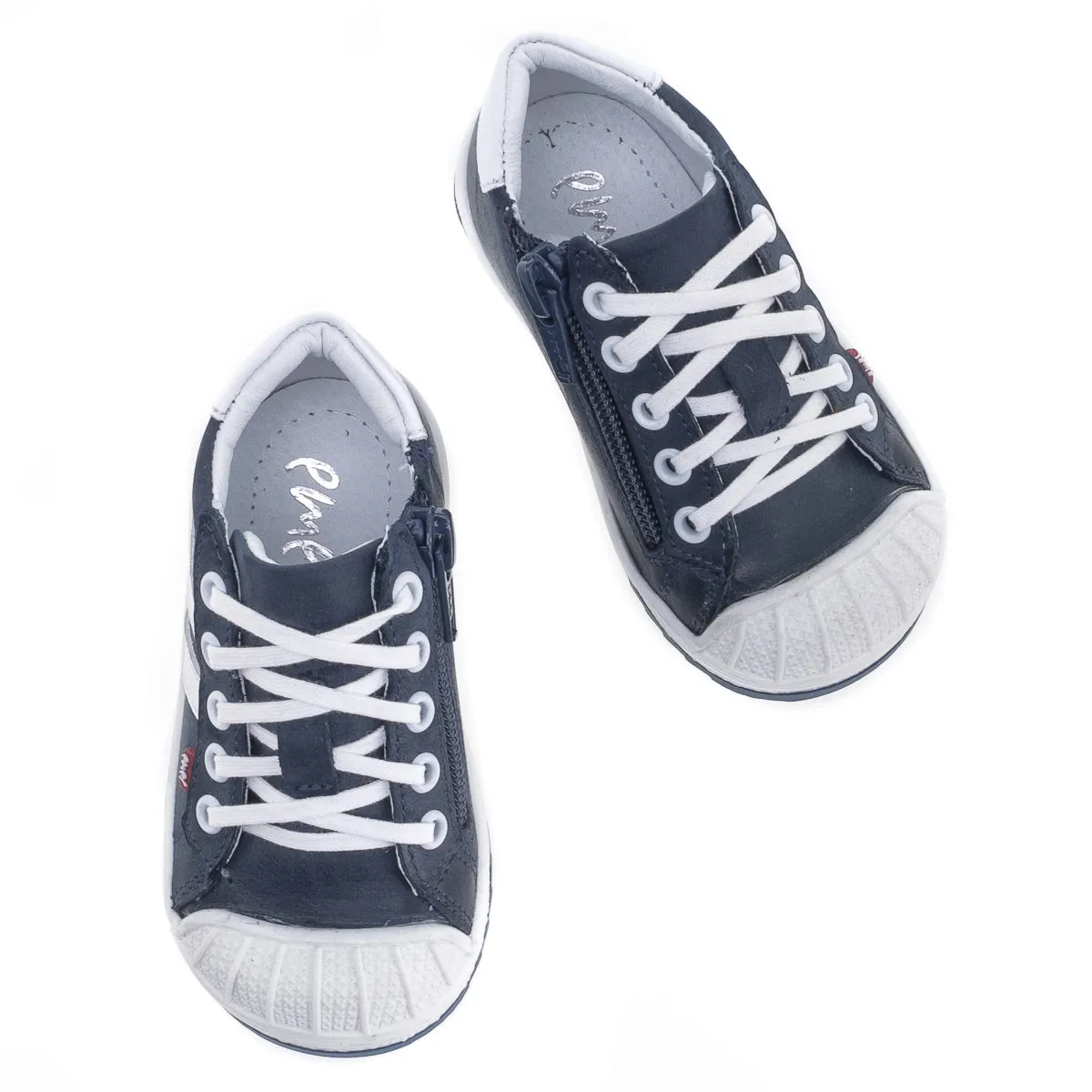 (2627A-26/2628A-26) Emel low trainers with bumper - blue
