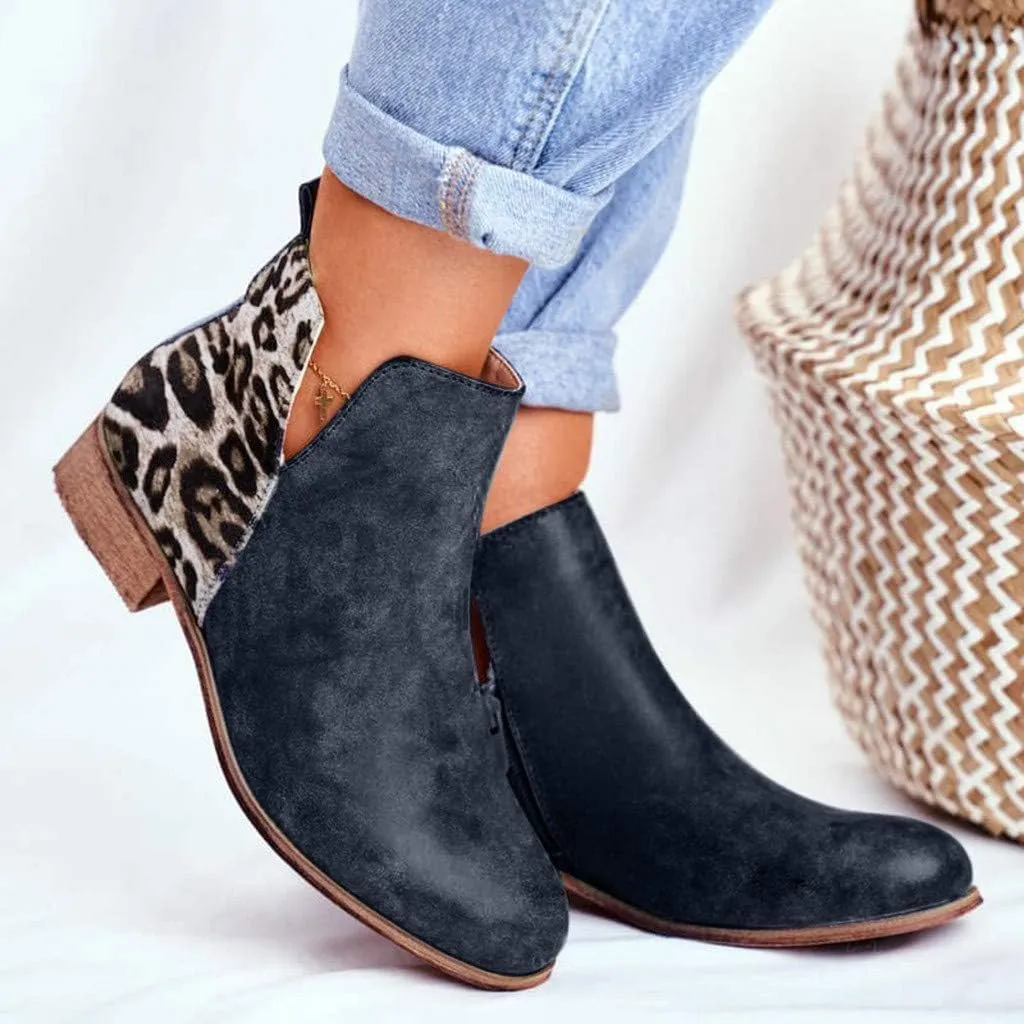 Ankle Booties for Women Low Heel,Ankle Boots Hiking Booties V Cut Ankle Heels Low Heel Block Chunky Shoes Zipper Boot
