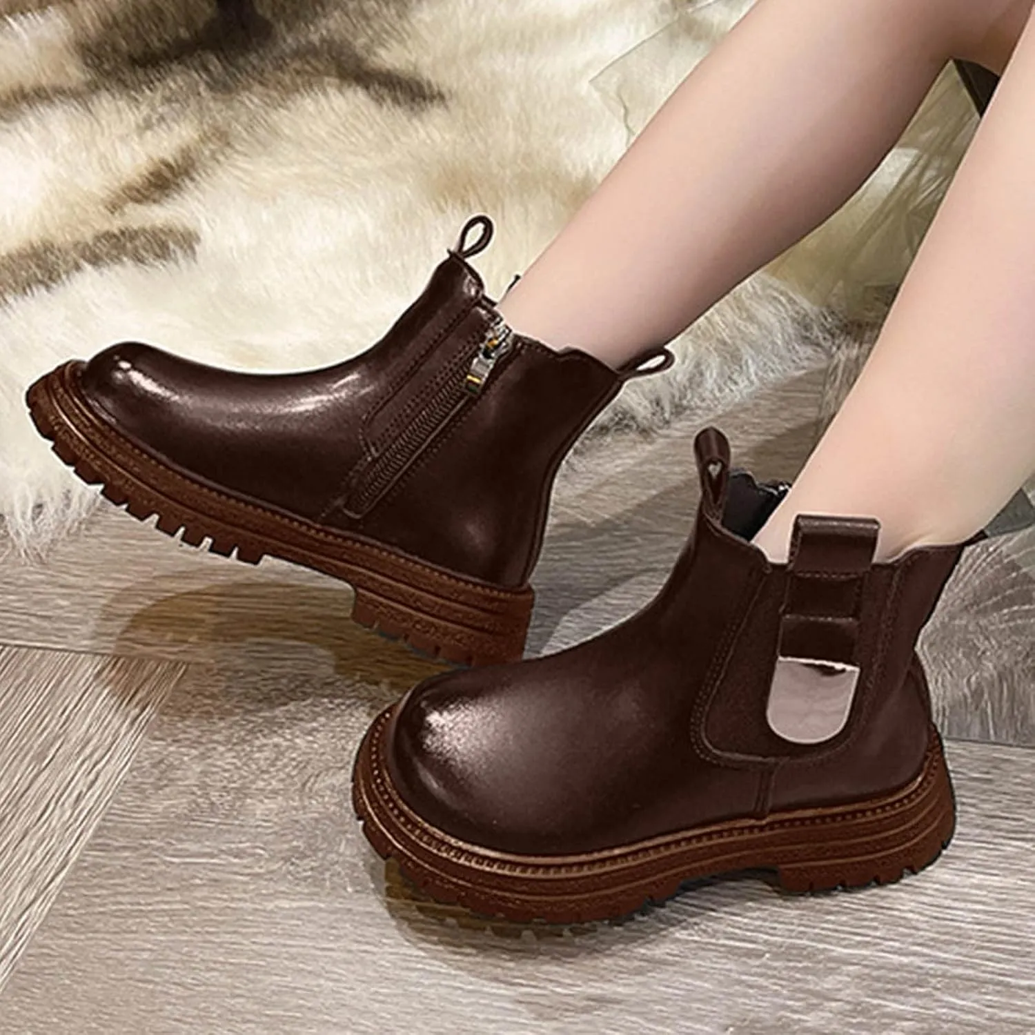Autumn And Winter Children Boots Girls Ankle Boots Thick Bottom Non Slip Upper Side Zipper Solid Boots for