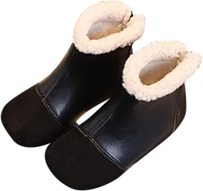 Baby Christmas Boots Fashion Winter Children Boots Boys And Girls Ankle Boots Flat Bottom Flat Heel (Black, 10 Toddler)
