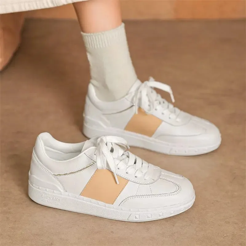 binfenxie  -  2024 New Genuine Leather Shoes Women Sneakers Lace Up Small White Shoes Comfortable Ladies Casual Shoes Size 34-40