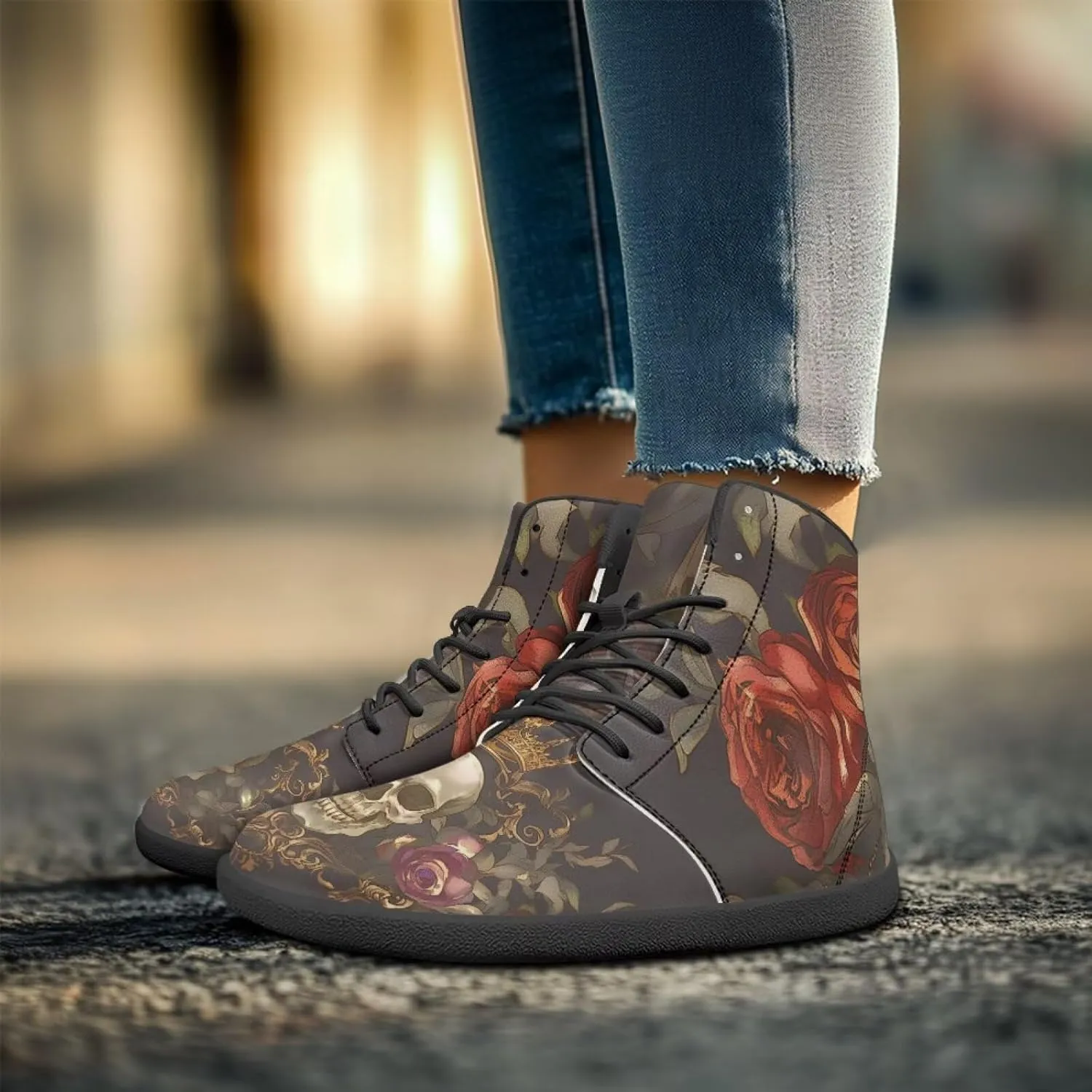 Binienty Men Women High Top Barefoot Shoes Lace Up PU Leather Sneaker Anti Slip