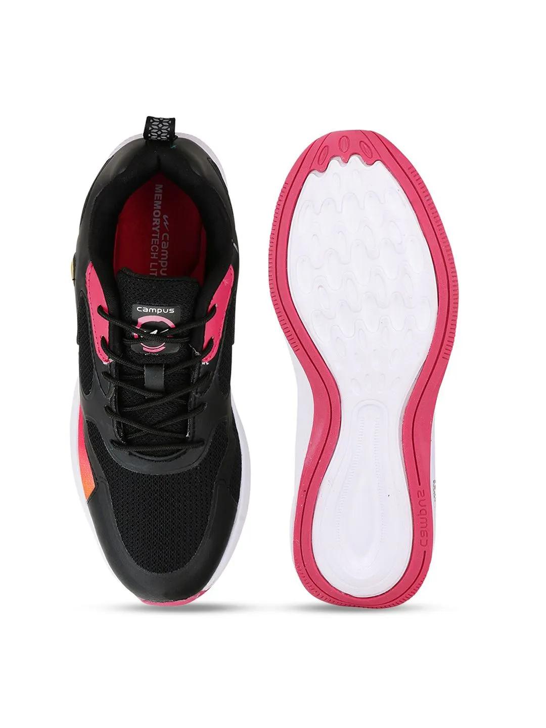 Campus Women Black & Pink Running Shoes