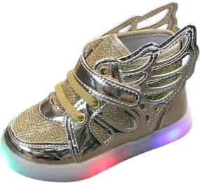 Children Light Up Shoes Baby Glitter Shoes Flashing High top Sneakers Breathable Glowing Sneaker LED Luminous Shoes