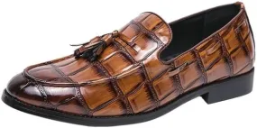 Classic Formal Fashion Leather Shoes Men Brown Dress Shoes Slip On Men Business Patent Leather Shoes Men Party Flat Shoes
