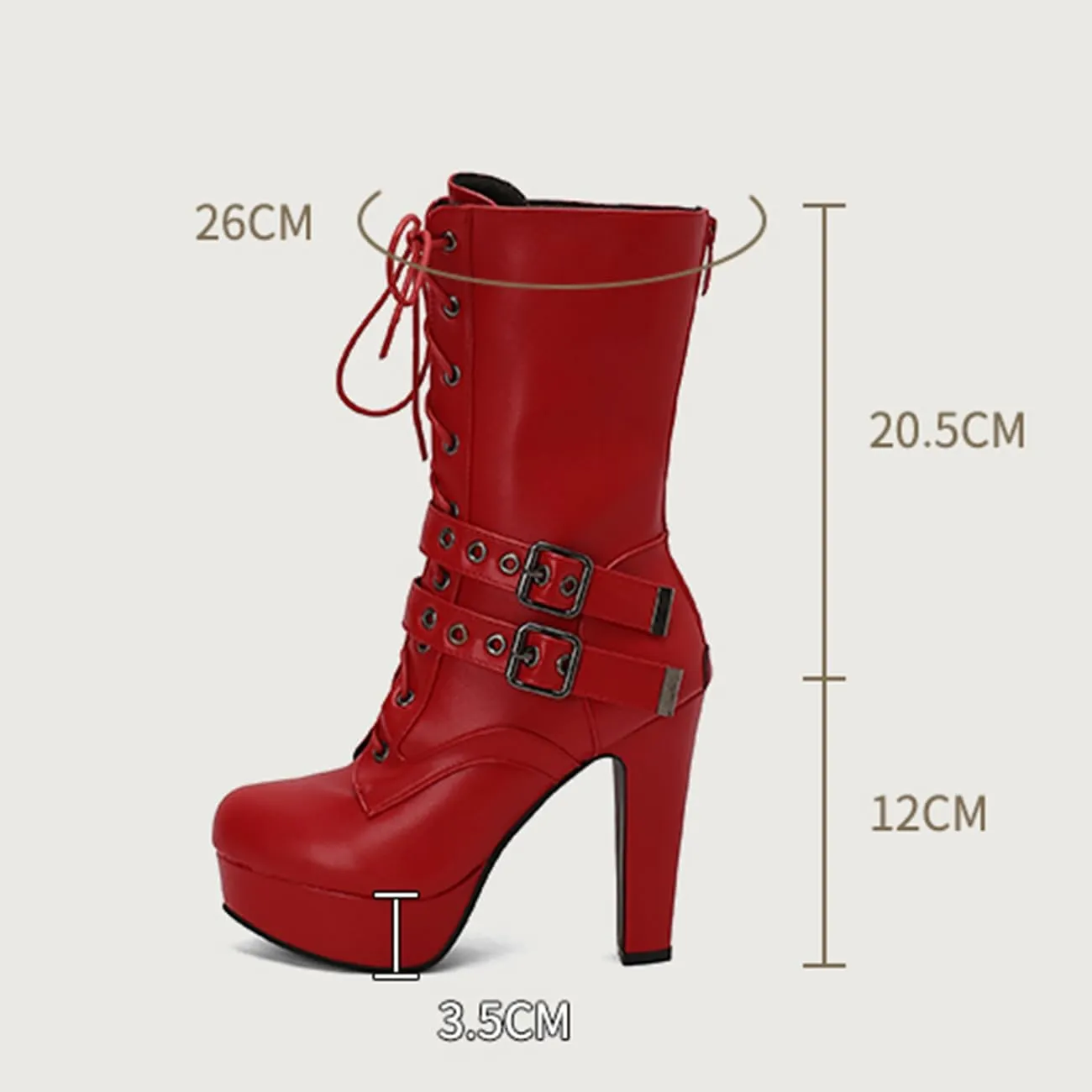 Fashion Womens Chunky High Heels Ankle Boots Lace up Platform Heels Booties