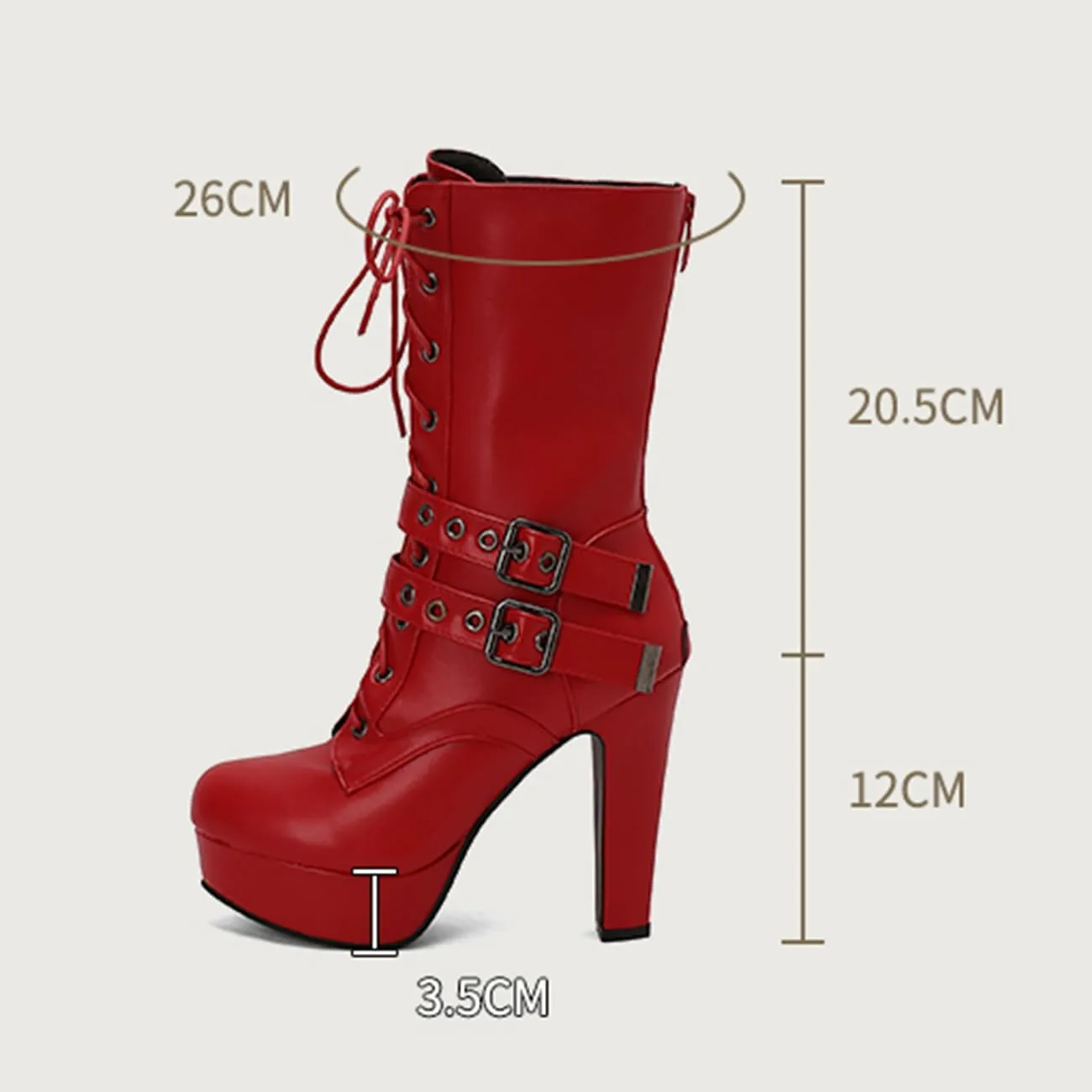Fashion Womens Chunky High Heels Ankle Boots Lace up Platform Heels Booties