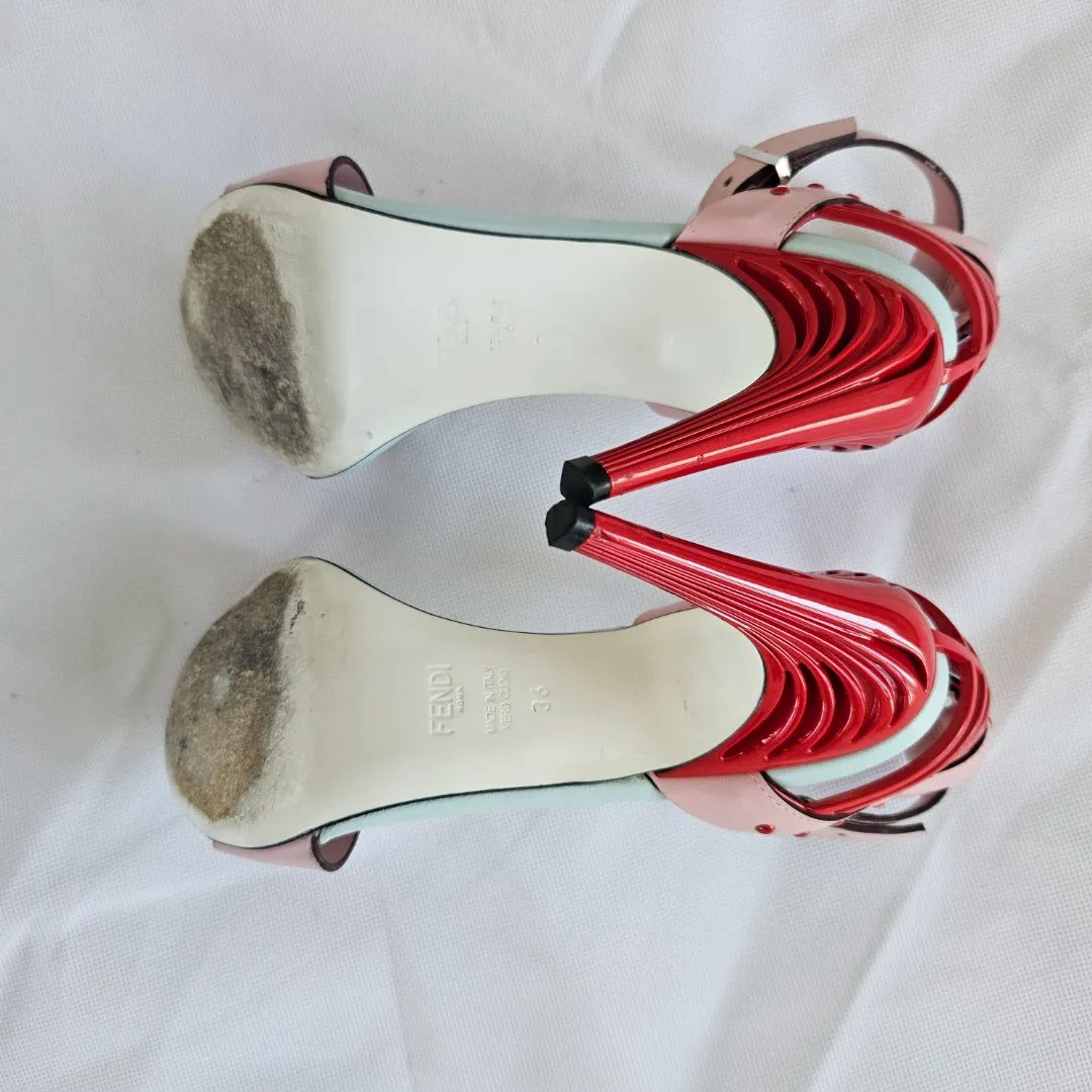 Fendi Multicolor Strappy Sandal Heels, 36