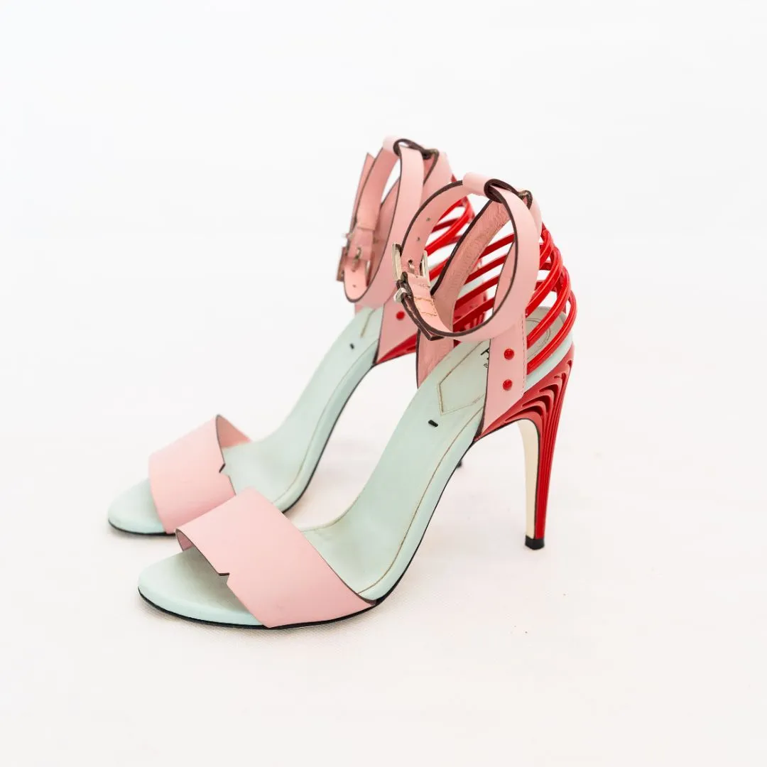Fendi Multicolor Strappy Sandal Heels, 36