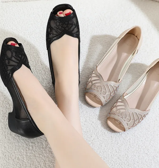 Genuine leather Women Leather Shoes, Mesh Summer Sandals/1022