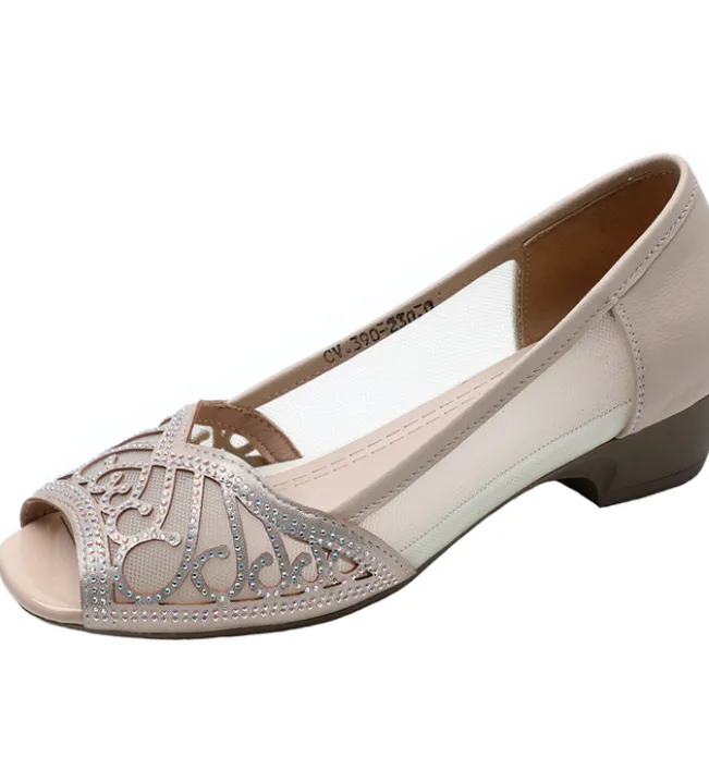 Genuine leather Women Leather Shoes, Mesh Summer Sandals/1022
