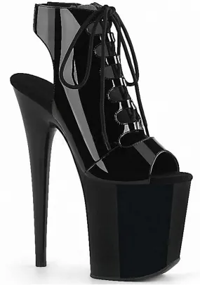 Heels for Women Black Patent Leather lace up Women's high Heels(9.5)