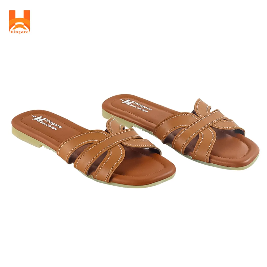 Hingare Genuine Leather Flats Women Sandal Cross Strap Ladies Shoes
