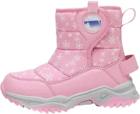 Kids Boy Girl Snow Boots Winter Outdoor Water Proof with Fr Lined Cold-Weather Mid Calf Snow Slip esistant Boots