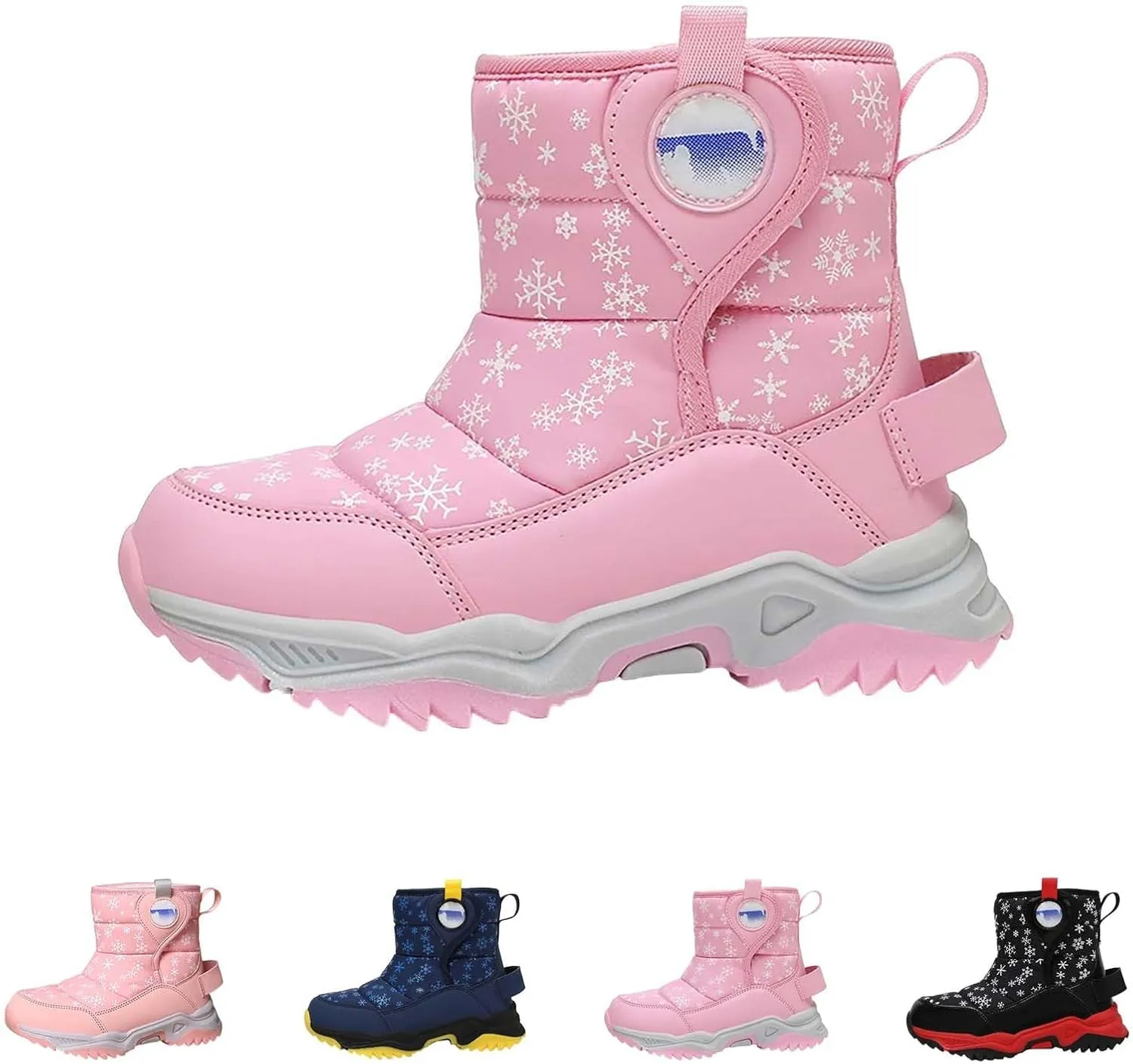 Kids Boy Girl Snow Boots Winter Outdoor Water Proof with Fr Lined Cold-Weather Mid Calf Snow Slip esistant Boots