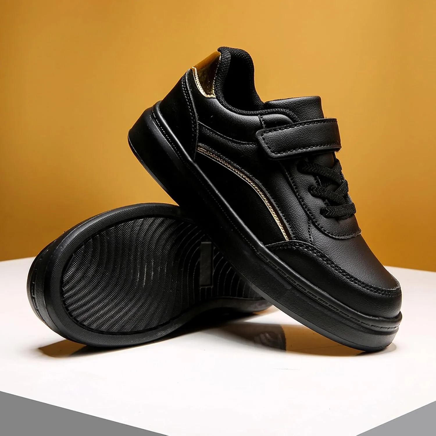 Kids Sneakers Boys and Girls Spring Summer Autumn and Winter Leather Leather Adjustable Shoelaces Slip on Tennis Shoes