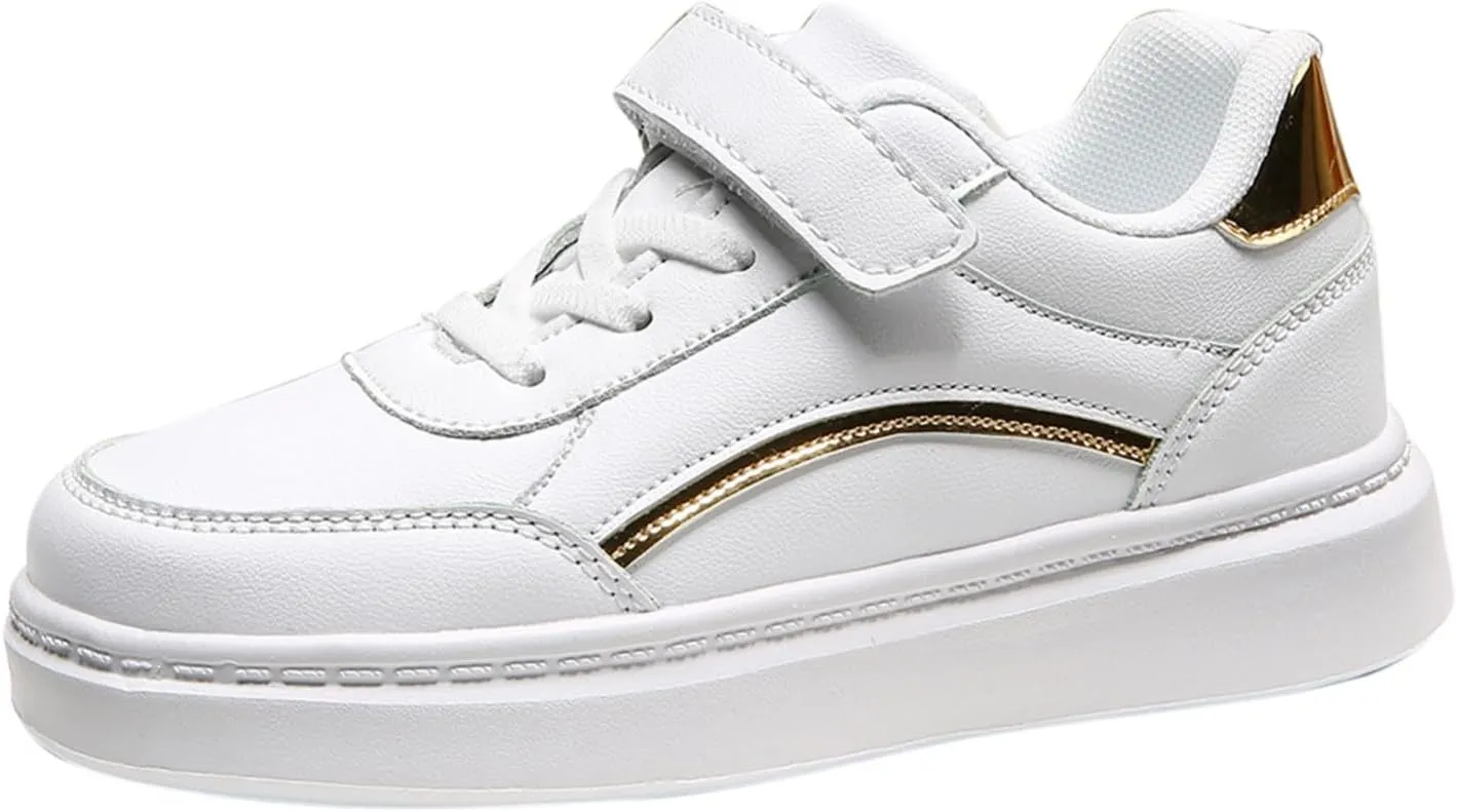 Kids Sneakers Boys and Girls Spring Summer Autumn and Winter Leather Leather Adjustable Shoelaces Slip on Tennis Shoes