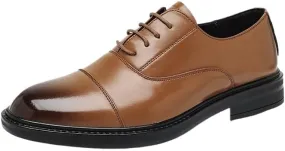 Men's Classic Dress Shoes, Oxfords Patent Leather Shoes for Men Lace Up Formal Leather Wedding Party Shoes