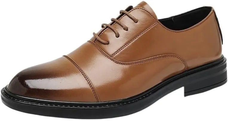 Men's Classic Dress Shoes, Oxfords Patent Leather Shoes for Men Lace Up Formal Leather Wedding Party Shoes