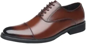 Mens Leather Fashion Oxford Shoes Fashion Classic Lace Up Leather Low Heels Dress Shoes Casual Work Office Business
