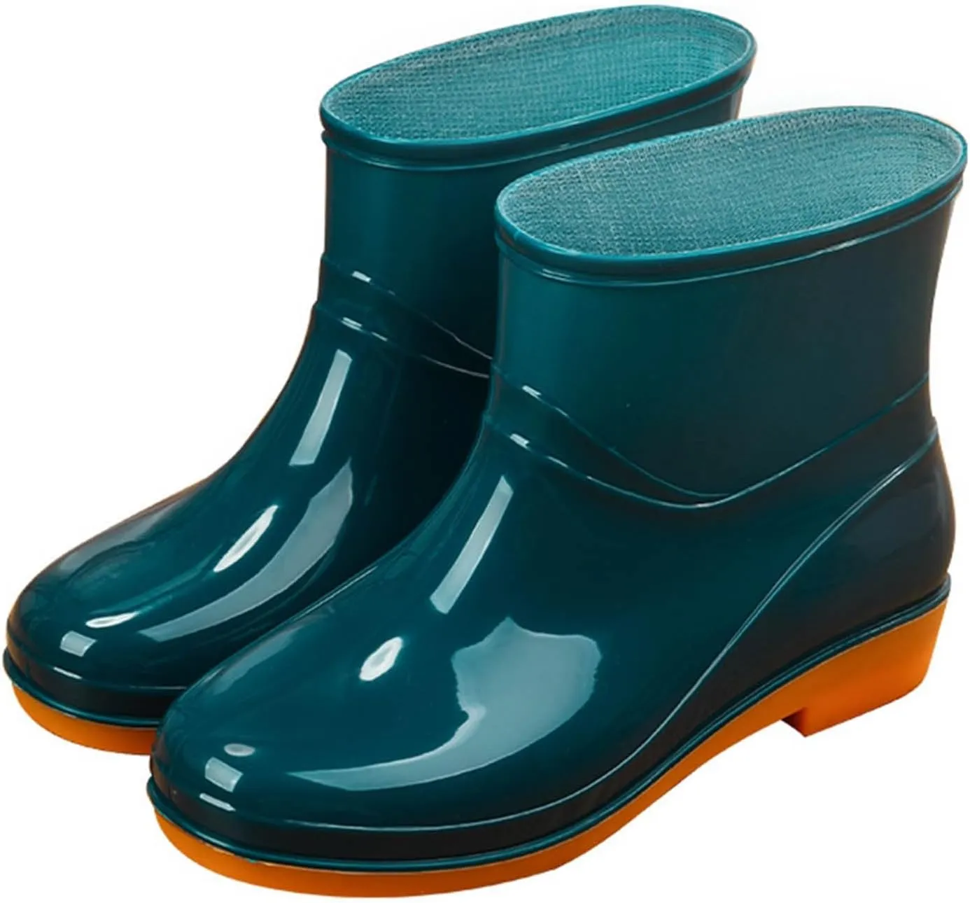 Men's Mid Calf Rain Boots Duable Deck Boots Non Slip Outdoor Rubber Rain Shoes Men Waterproof Garden Shoes High-Performance Farming Shoe Comfortable Insole Mud Working Shoe