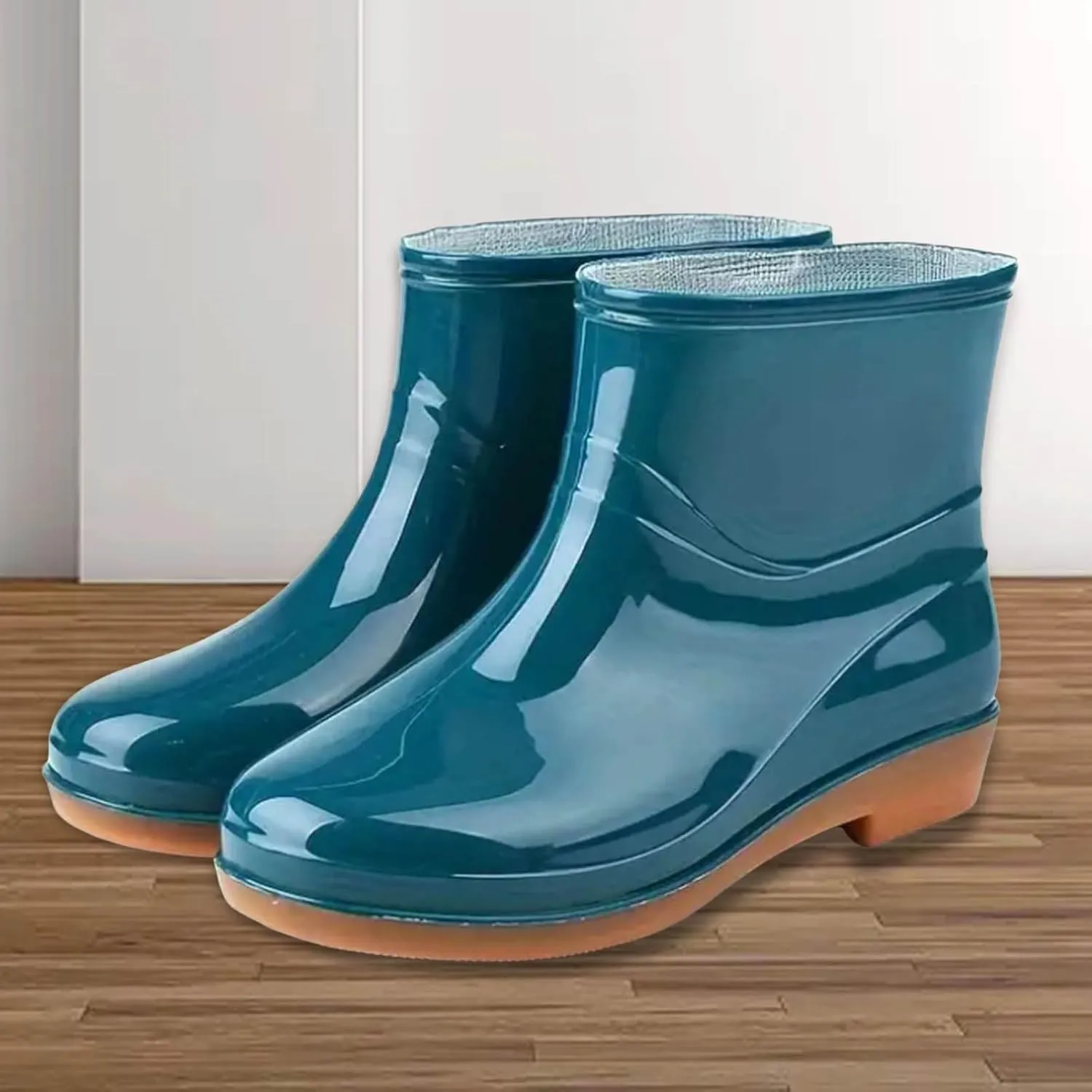Men's Mid Calf Rain Boots Duable Deck Boots Non Slip Outdoor Rubber Rain Shoes Men Waterproof Garden Shoes High-Performance Farming Shoe Comfortable Insole Mud Working Shoe
