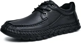 Men's Premium First Layer Cowhide Leather Walking Shoes,Flat Casual Shoes,Casual Loafers Men's,Leather Casual Sneakers,Driving Shoes,Hand Sewn,Two Closure Type Options