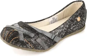 Metallic Abstract Leather Flat Women Shoes