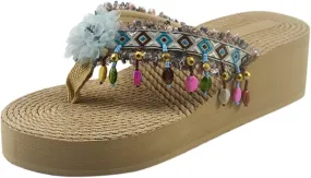 peqiut Sandals for Women Platform Bohemian Beach Flip Flops Rhinestone Slippers Womens Sandals