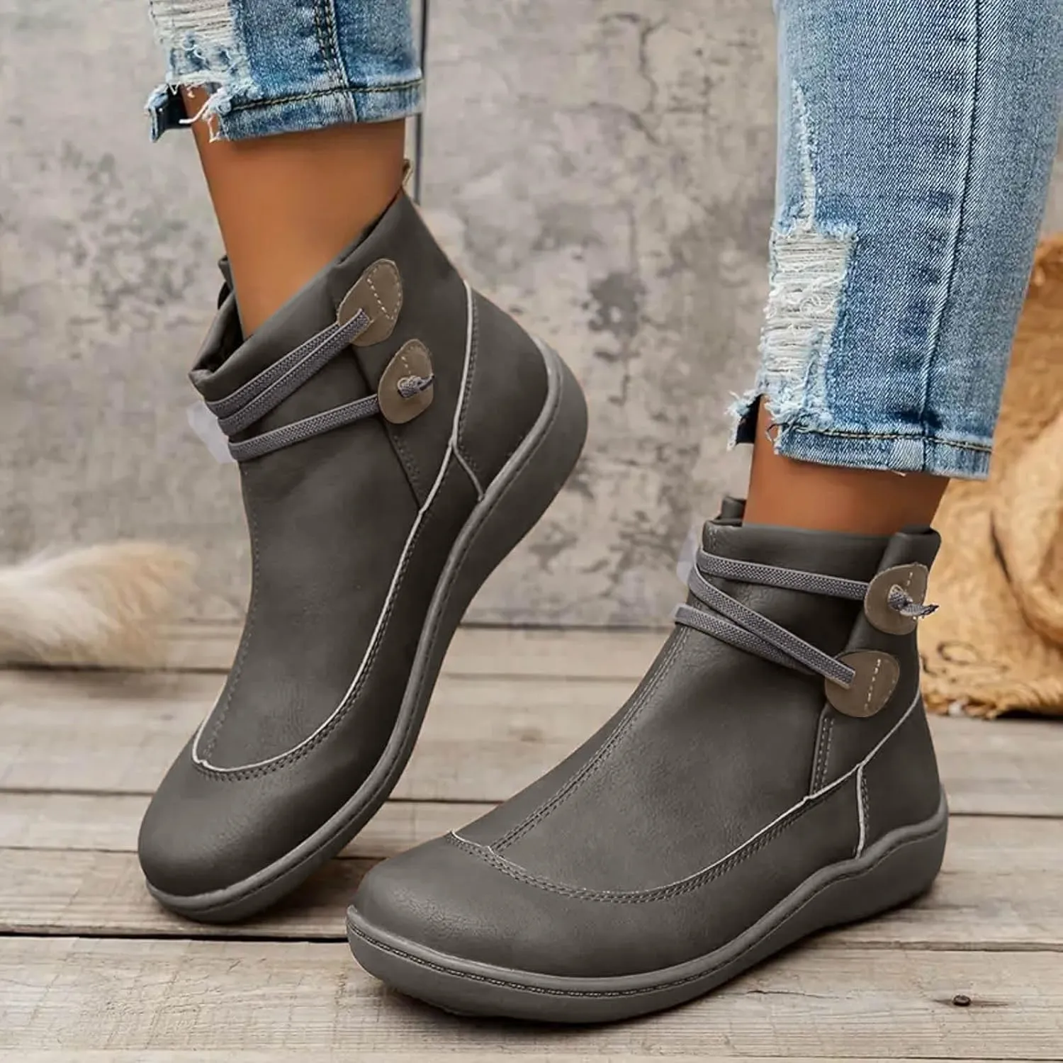 peqiut Womens Cowboy Boots Comfortable Platform Heel Zipper Round Toe Boots for Women Ankle Lace Up Casual Cowgirl Boots Shoes