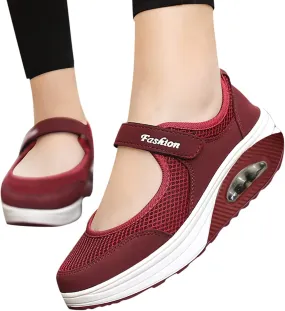 PGOJUNI Women's Fashion Sneakers,Women's Air Cushion Slip-On Walking Sneaker Orthopedic Diabetic Shoes with Arch Support