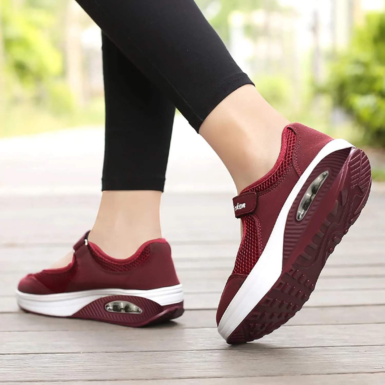PGOJUNI Women's Fashion Sneakers,Women's Air Cushion Slip-On Walking Sneaker Orthopedic Diabetic Shoes with Arch Support