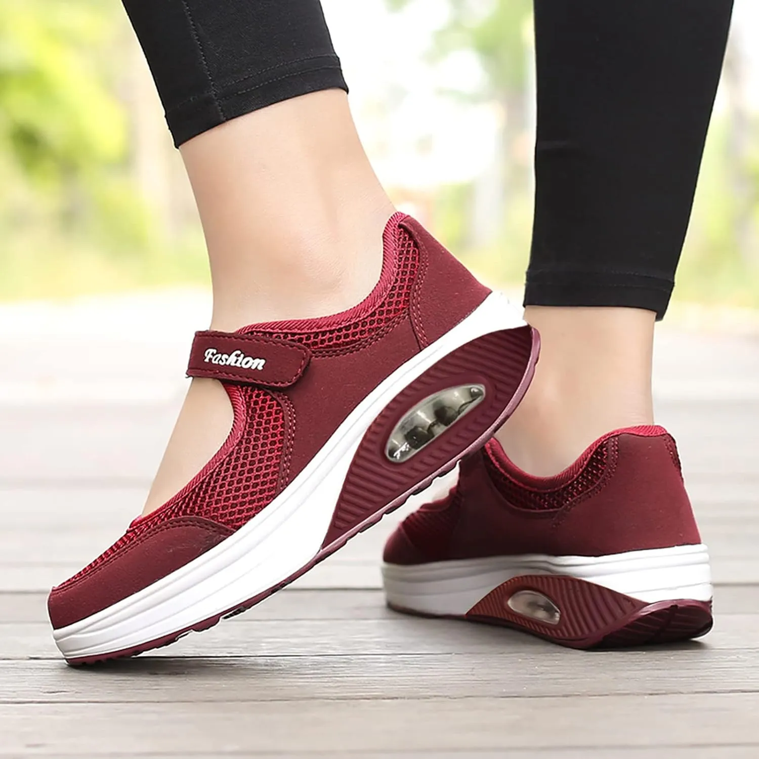 PGOJUNI Women's Fashion Sneakers,Women's Air Cushion Slip-On Walking Sneaker Orthopedic Diabetic Shoes with Arch Support