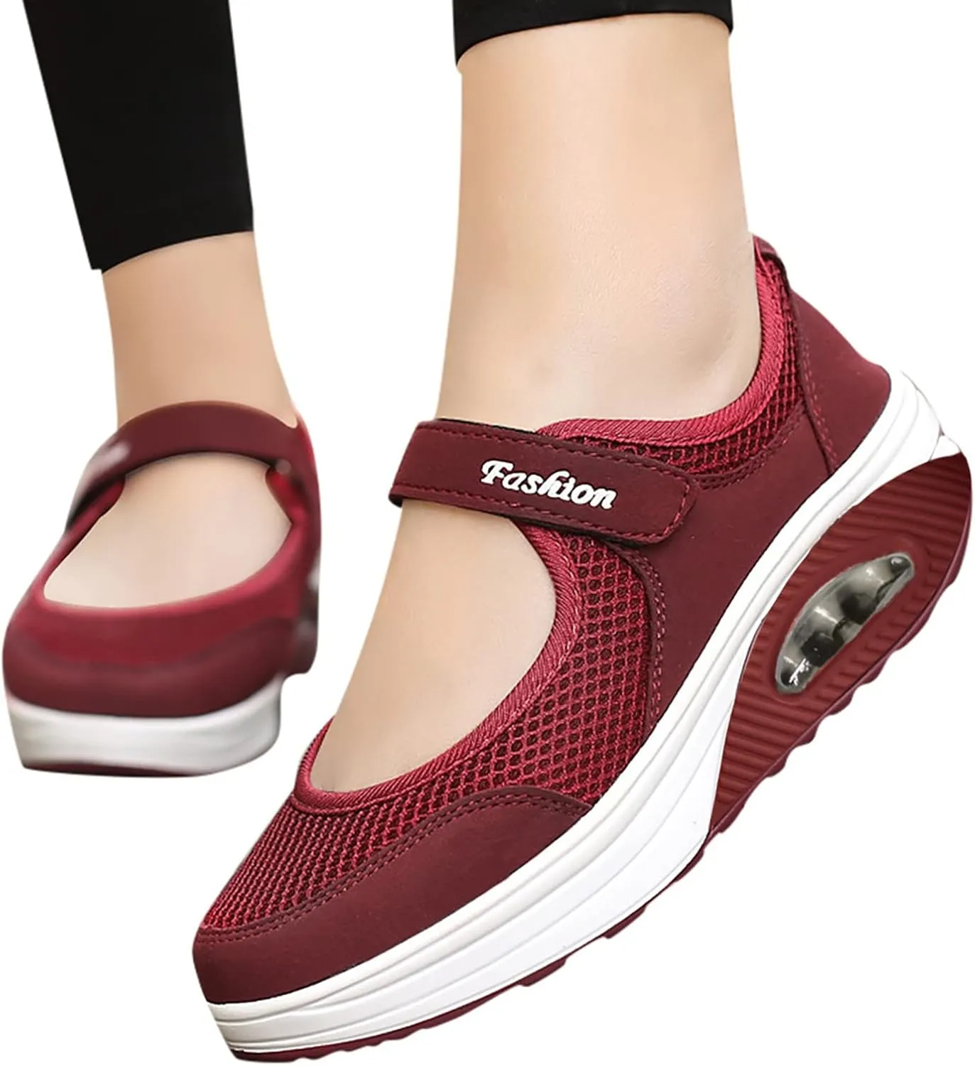 PGOJUNI Women's Fashion Sneakers,Women's Air Cushion Slip-On Walking Sneaker Orthopedic Diabetic Shoes with Arch Support