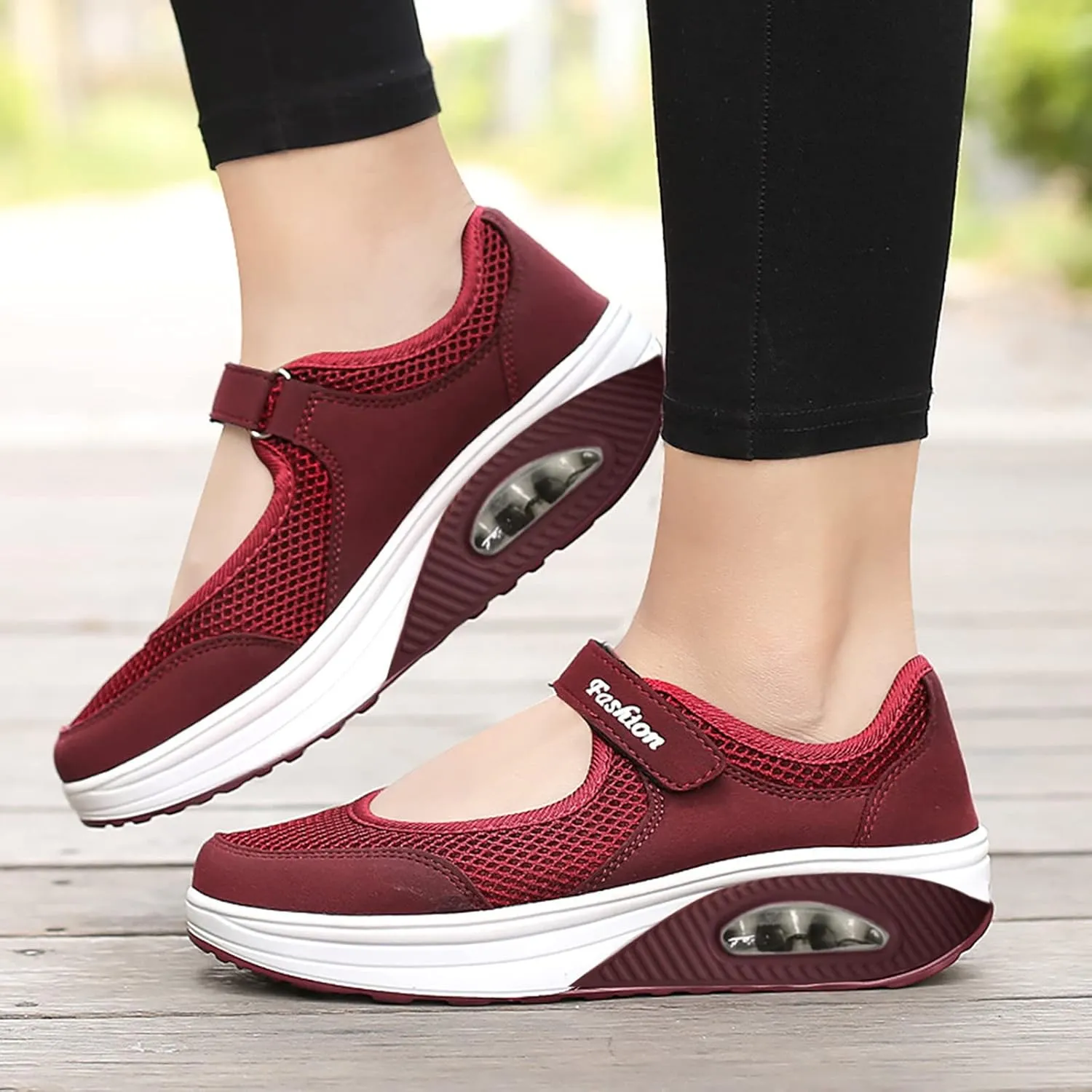 PGOJUNI Women's Fashion Sneakers,Women's Air Cushion Slip-On Walking Sneaker Orthopedic Diabetic Shoes with Arch Support