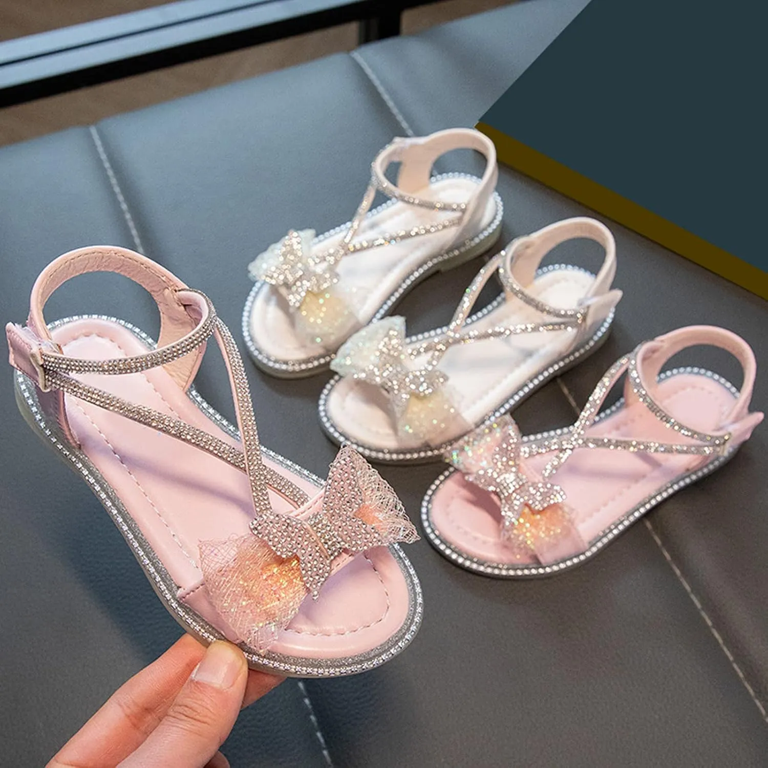 Sandals Kids Girls Summer Girls' Sandals Korean Edition Little Girls' Pearl Open Toe Shoes Kids Pool Sandals