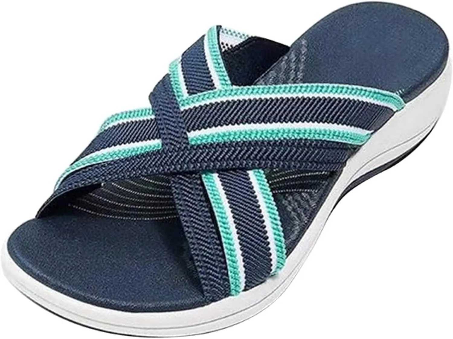 Smoneyful Womens Comfortable Orthopedic Sandals Arch Support Wide Width Walking Plantar Fasciitis Slide Sandals