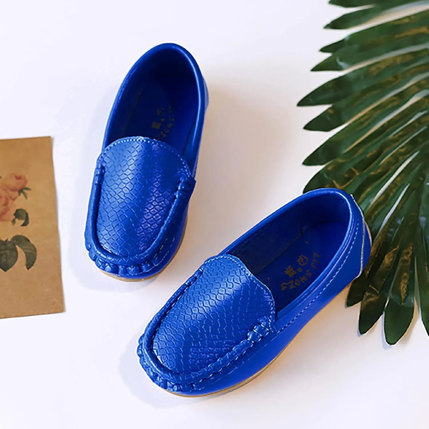 Toddler Boys Girls Loafer Shoes Soft Synthetic Leather Slip On 𝗠occasin Flat Boat Dress Shoes for Kids