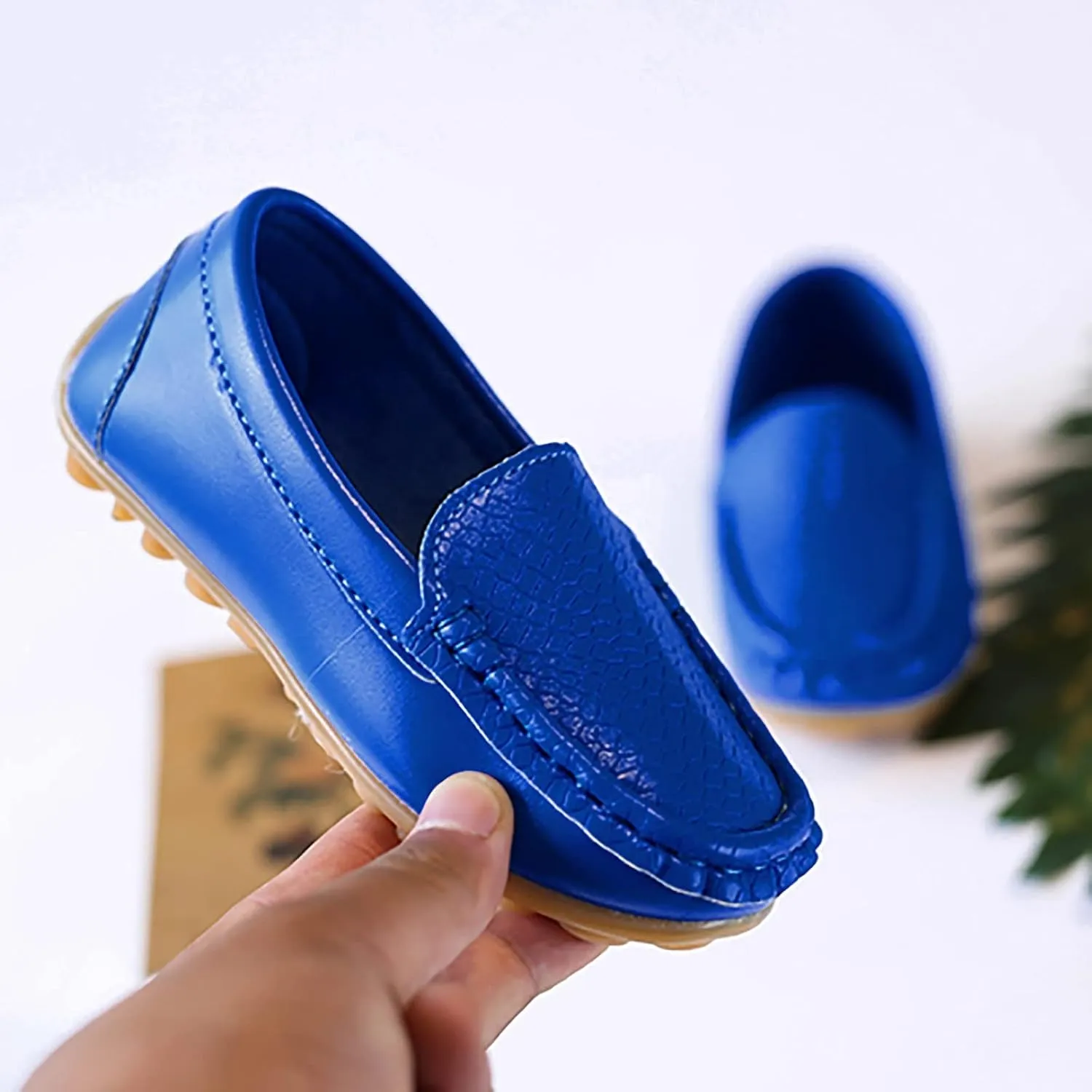 Toddler Boys Girls Loafer Shoes Soft Synthetic Leather Slip On 𝗠occasin Flat Boat Dress Shoes for Kids