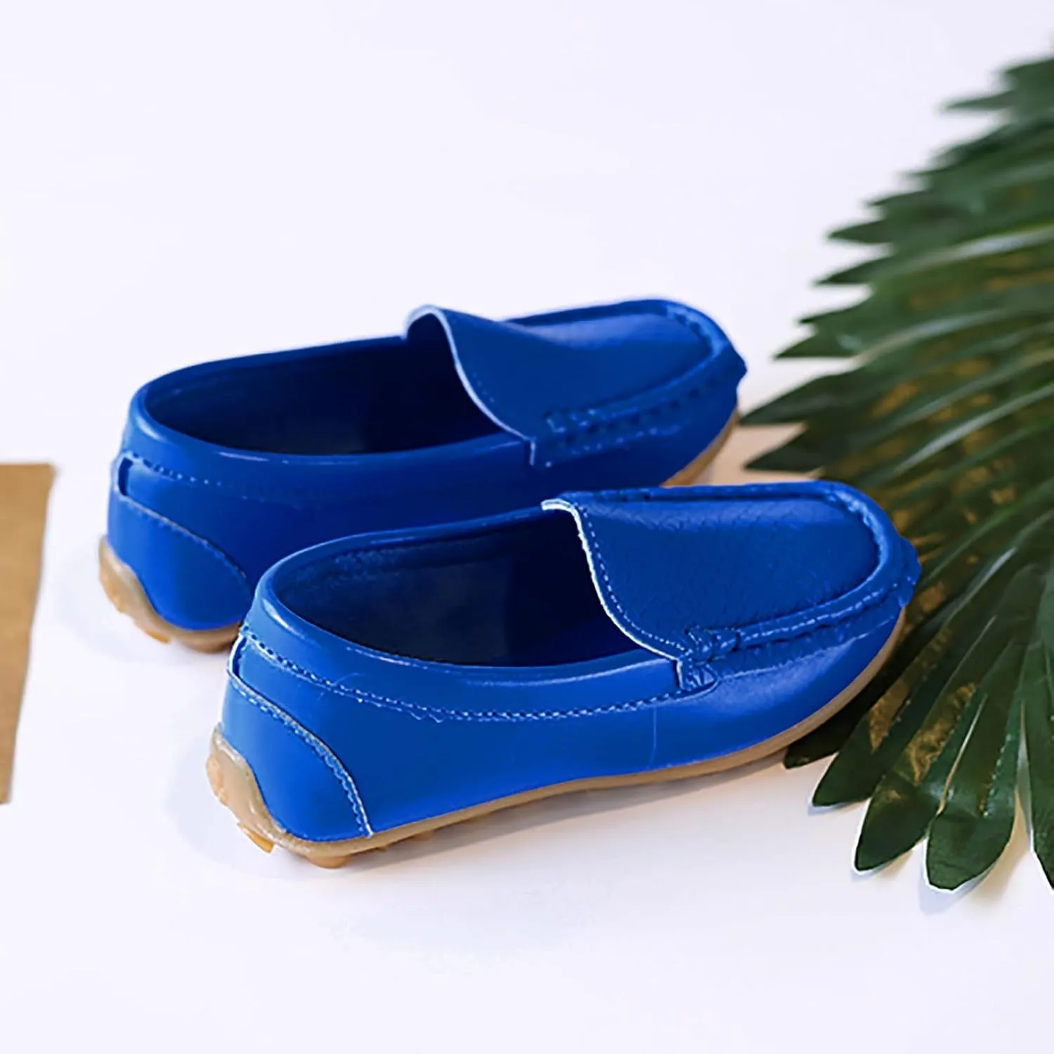 Toddler Boys Girls Loafer Shoes Soft Synthetic Leather Slip On 𝗠occasin Flat Boat Dress Shoes for Kids