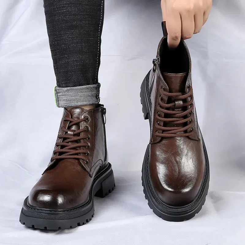 WAERTA Men's Leather Boots: Spring and Autumn Leisure, Soft Bottom, Comfortable Outdoor Tooling Boots