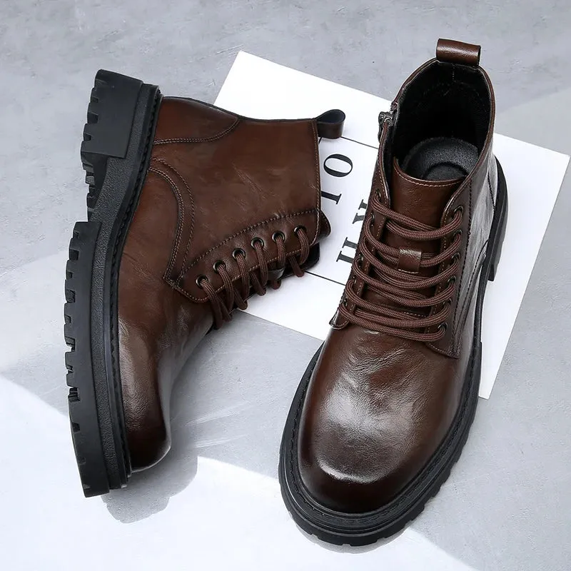 WAERTA Men's Leather Boots: Spring and Autumn Leisure, Soft Bottom, Comfortable Outdoor Tooling Boots