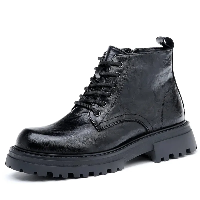 WAERTA Men's Leather Boots: Spring and Autumn Leisure, Soft Bottom, Comfortable Outdoor Tooling Boots