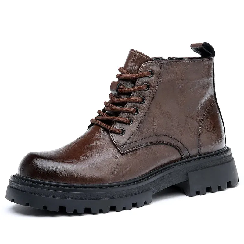 WAERTA Men's Leather Boots: Spring and Autumn Leisure, Soft Bottom, Comfortable Outdoor Tooling Boots