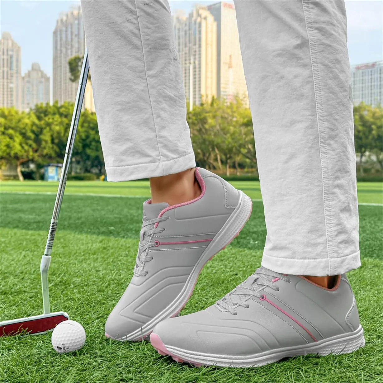 Waterproof Golf Shoes Female Spikeless Golf Sneakers Lightweight Anti Slip Walking Footwears