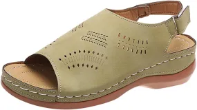 Women Comfortable Sandals Orthopedic Wedge Sandals Summer Hollow Out Slingback Walking Shoes Fish Mouth Adjustable Ankle Strap Shoes for All Occasions: Casual, Work, Party