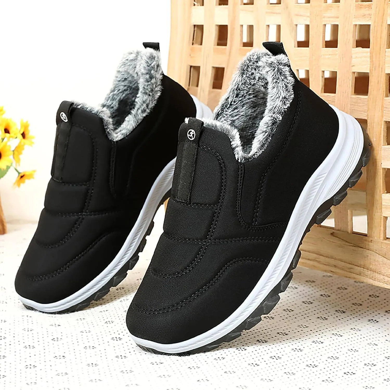Women Winter Snow Boots Comfortable Warm Fu Lined Slip on Ankle Boots Lightweight aterproof Outdoor Booties