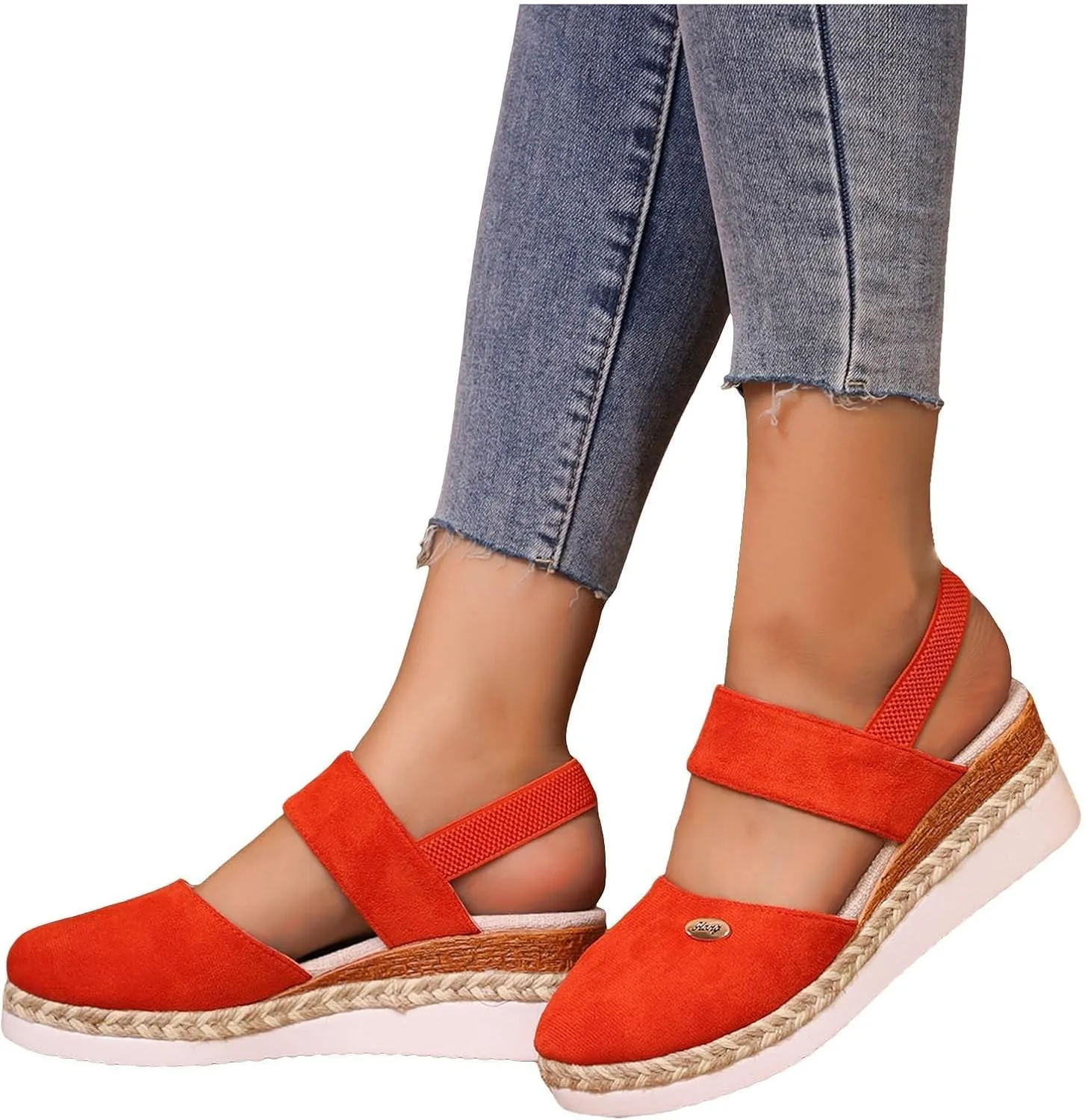 Womens Espadrilles Wedge Sandals Comfortable Closed Toe Slip On Sandals with Arch Support Elastic Strappy Ankle Strap for All Occasions: Casual, Work, Party