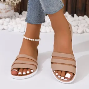 Women's PU Leather Three-Strap Sandals